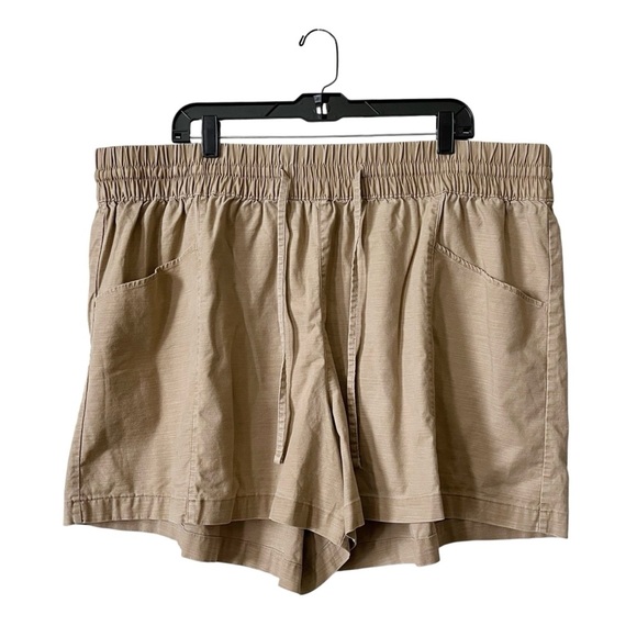 Ava & Viv Pull On Khaki Shorts Women's Size 2X Cotton Drawstring Elastic Waist - Picture 1 of 6